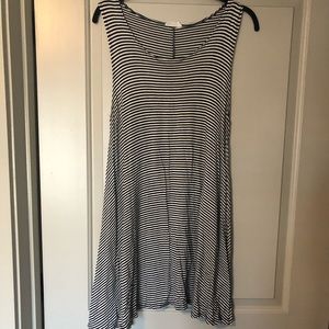 Black & White Stripe Tank Cotton Dress - Large